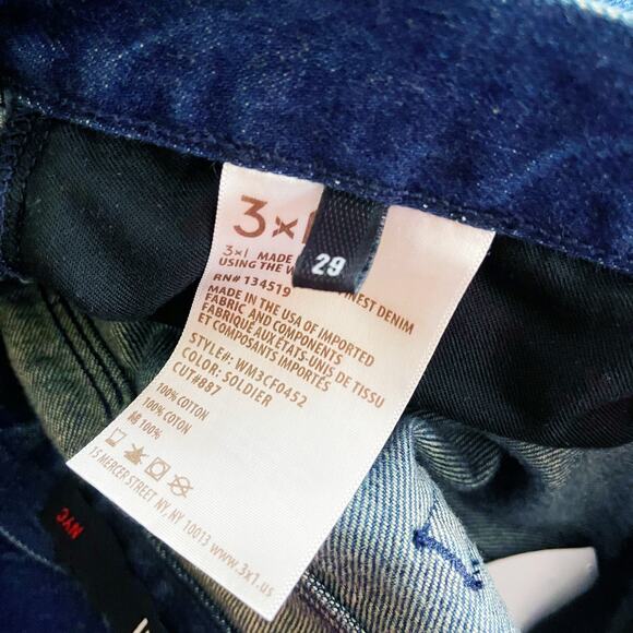 3x1 High Waist Button Fly Fringe Crop Jeans Dark Wash 29 - Picture 10 of 11